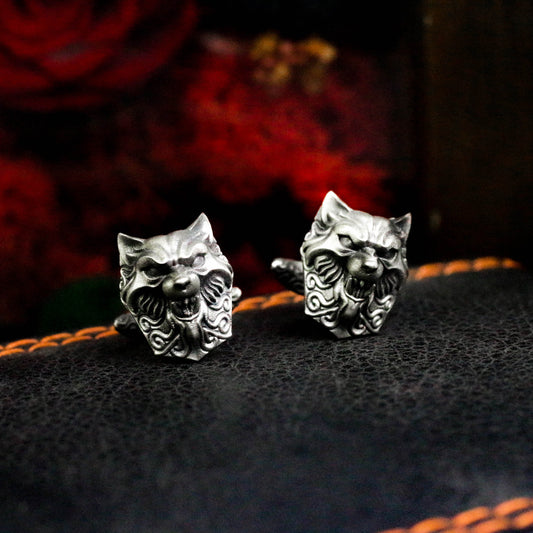 Howling Wolf Cufflinks - 925 Silver Handmade