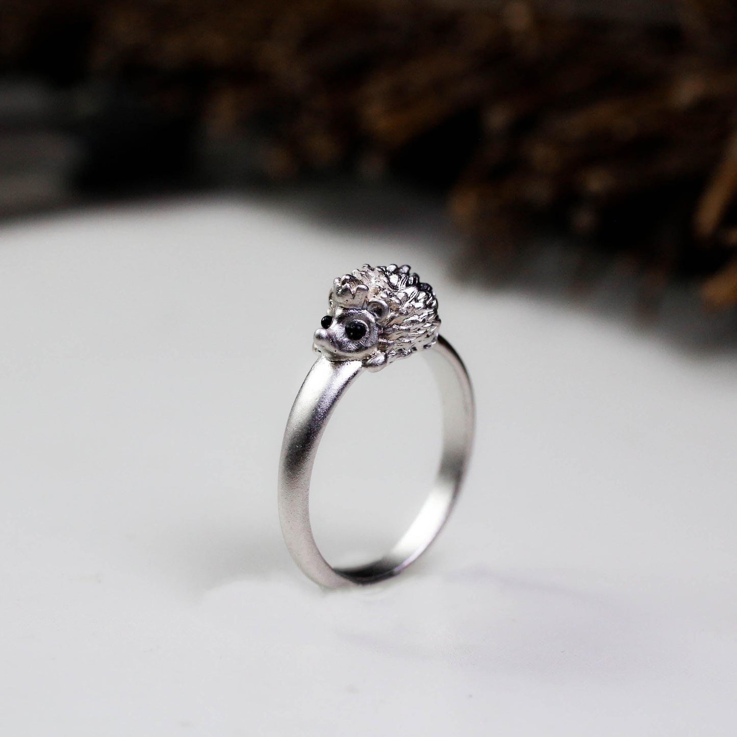 Mini Hedgehog Ring ââ‚?925 Sterling Silver Handmade Animal Jewelry