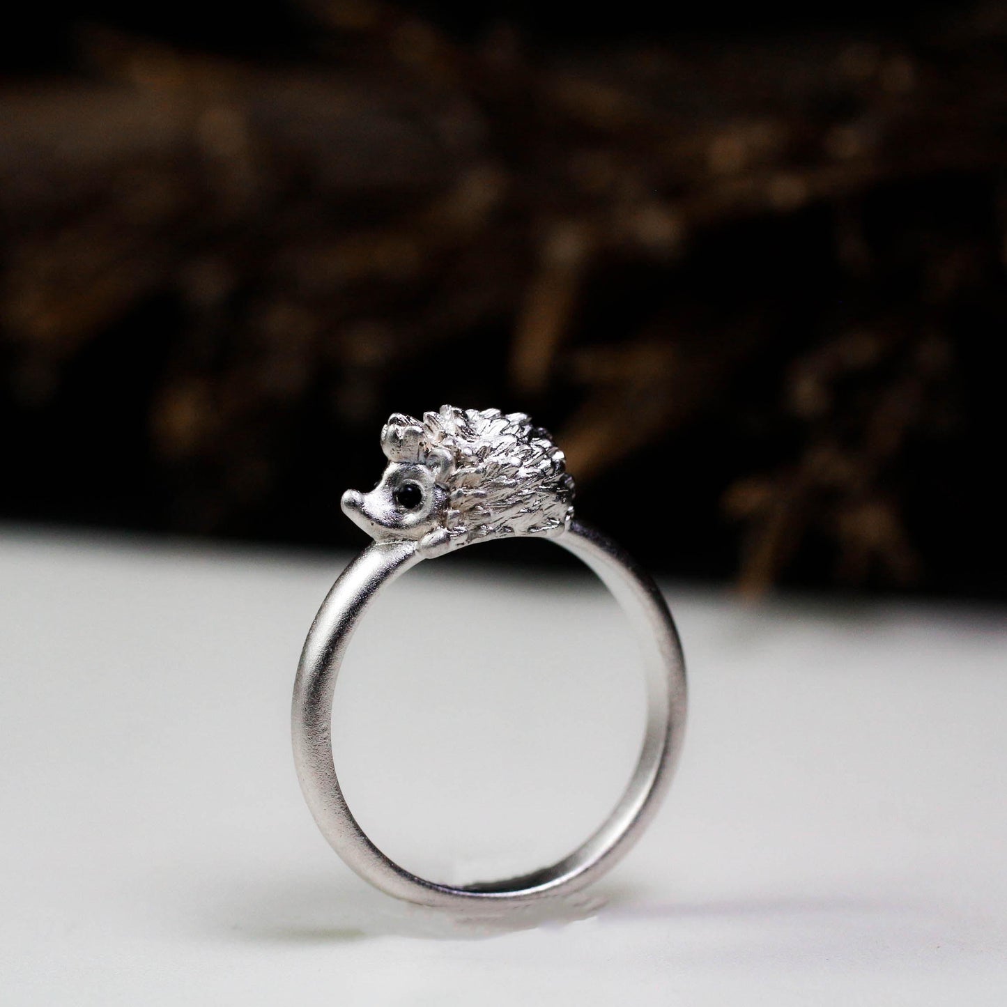 Mini Hedgehog Ring ââ‚?925 Sterling Silver Handmade Animal Jewelry