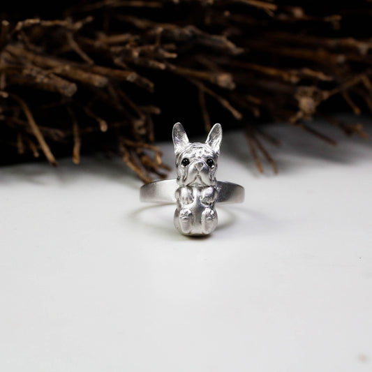 French Bulldog Ring ââ‚?925 Sterling Silver Handmade Cute Dog Jewelry