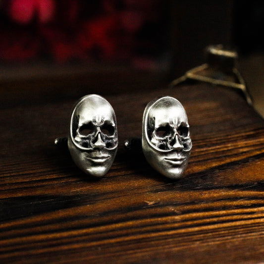 Skeleton Mask Cufflinks - 925 Silver Handmade