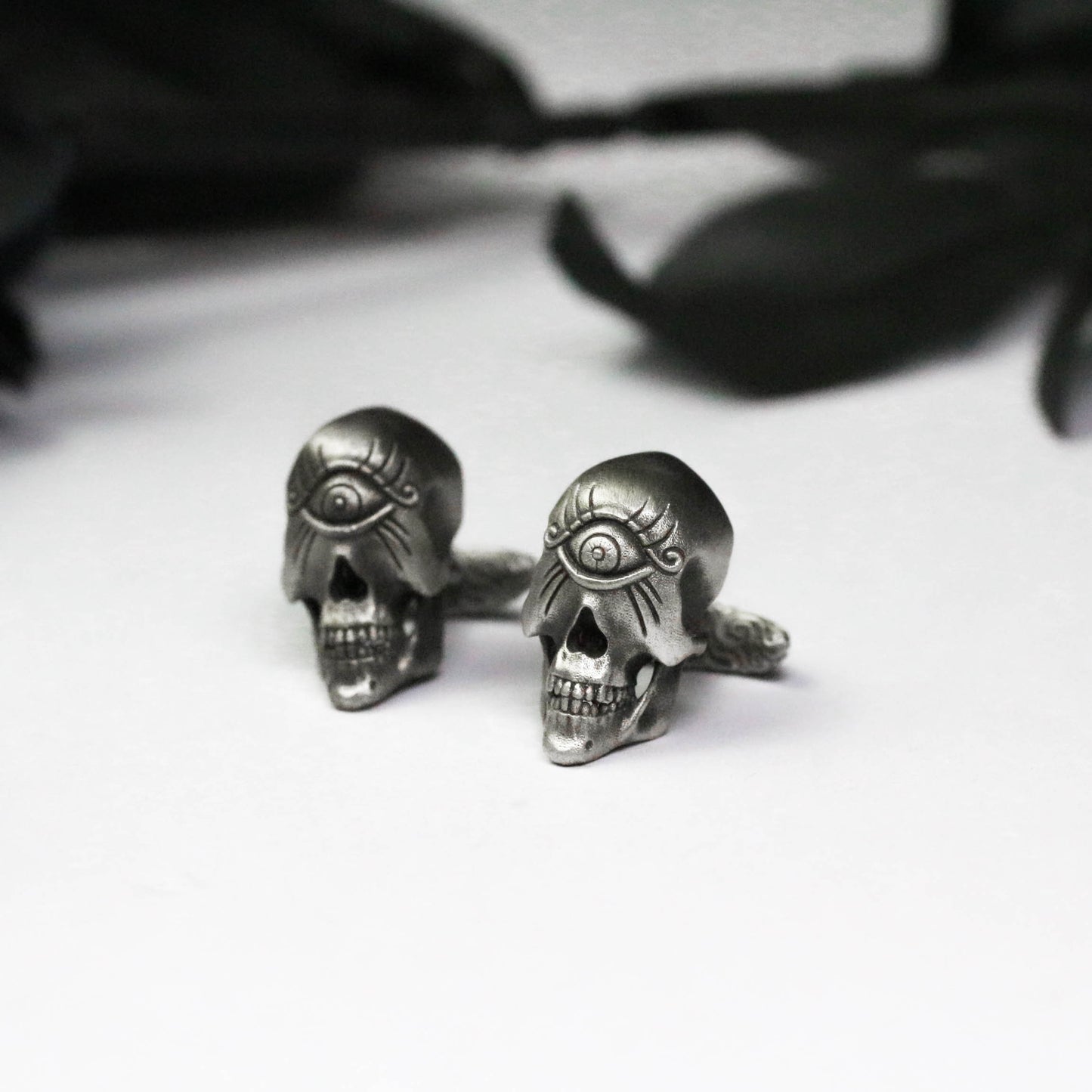 Hell's Eye Skull Cufflinks - 925 Sterling Silver Handmade