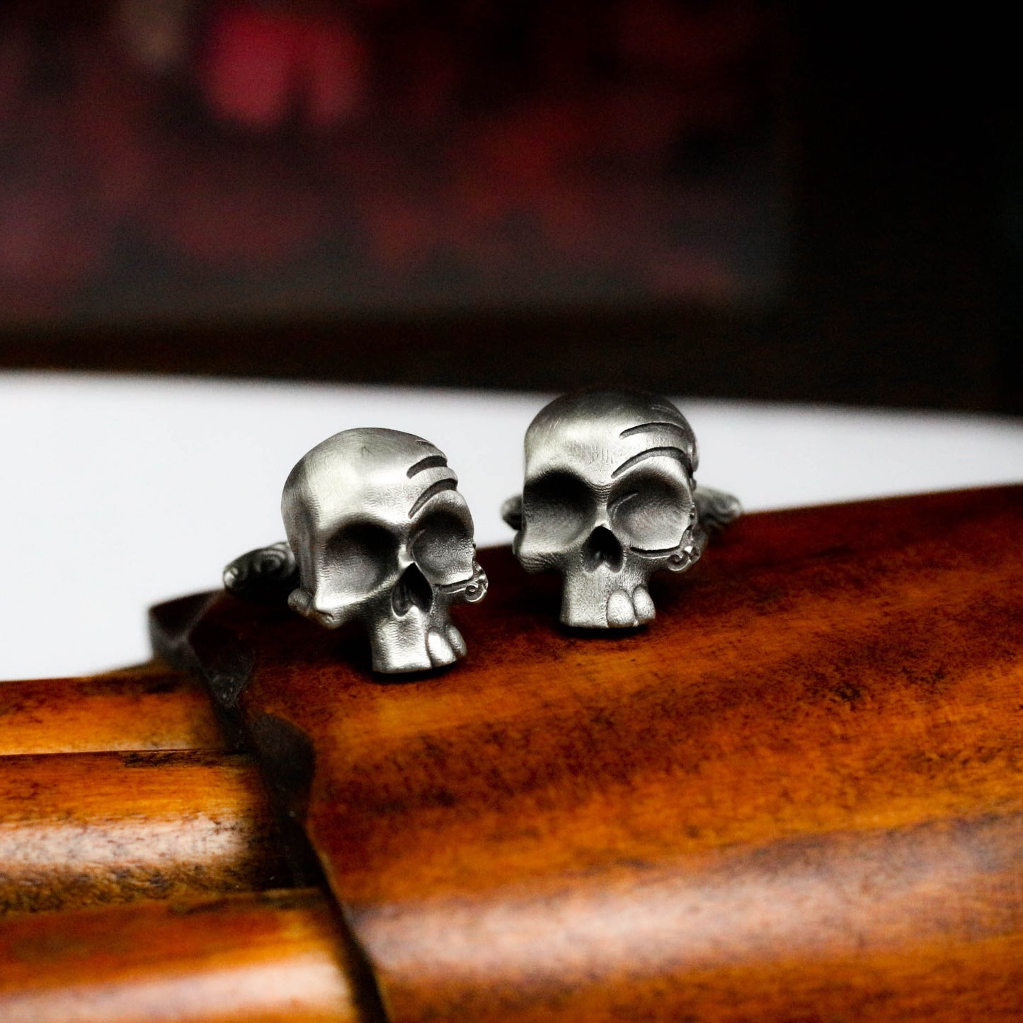 Rune Skull Cufflinks - 925 Sterling Silver Handmade