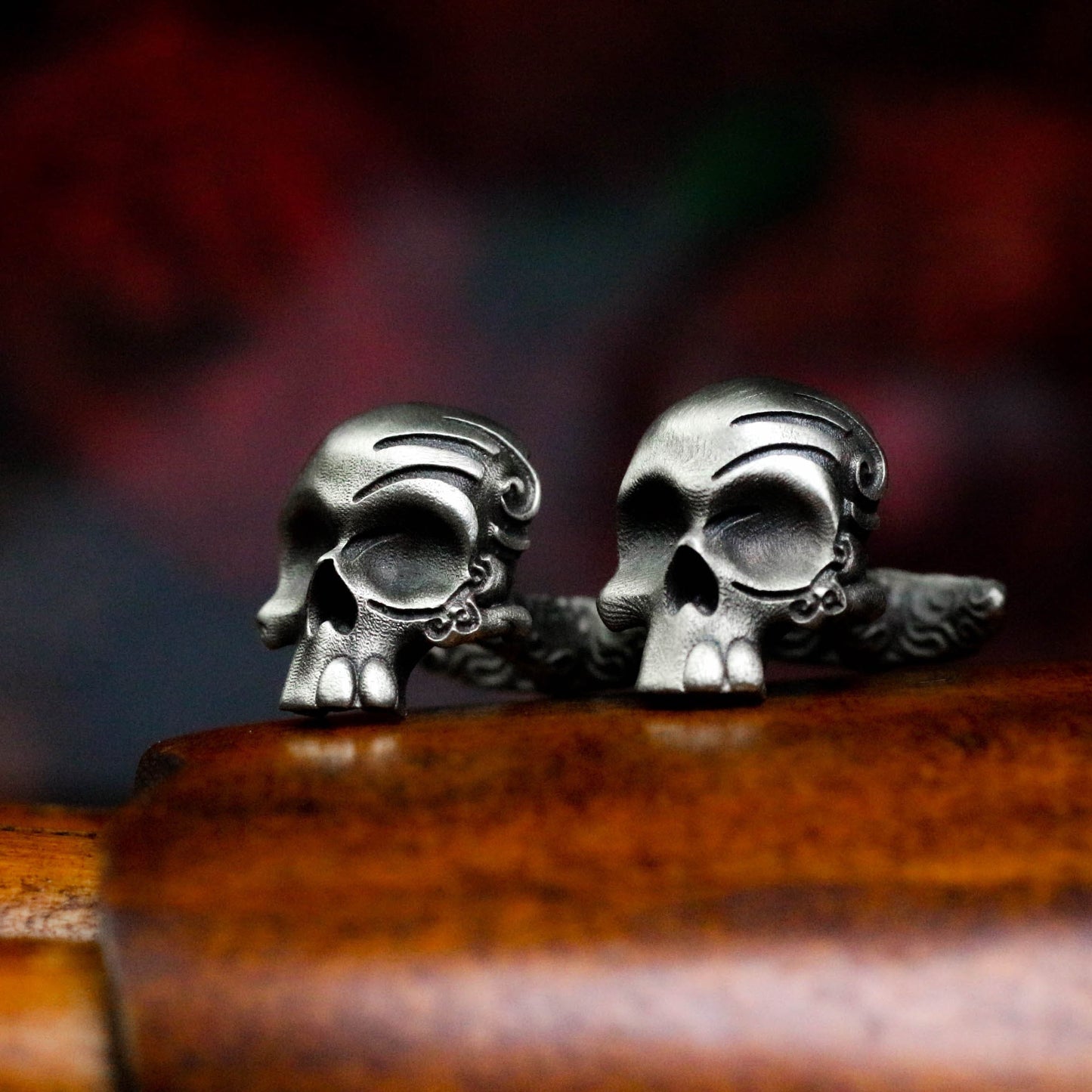 Rune Skull Cufflinks - 925 Sterling Silver Handmade