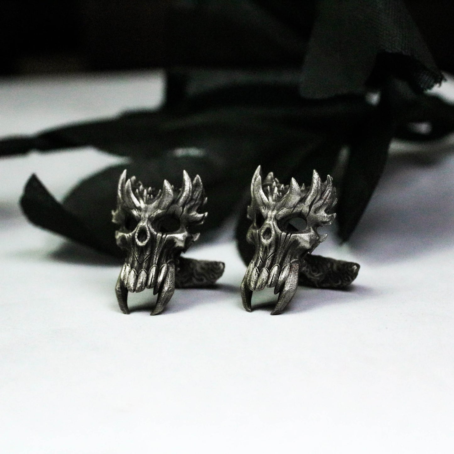 Spiritual Demon Skull Cufflinks, 925 Silver Handmade