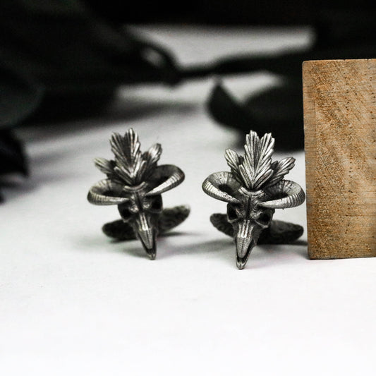 Indian Sheep Skull Cufflinks - 925 Silver Handmade