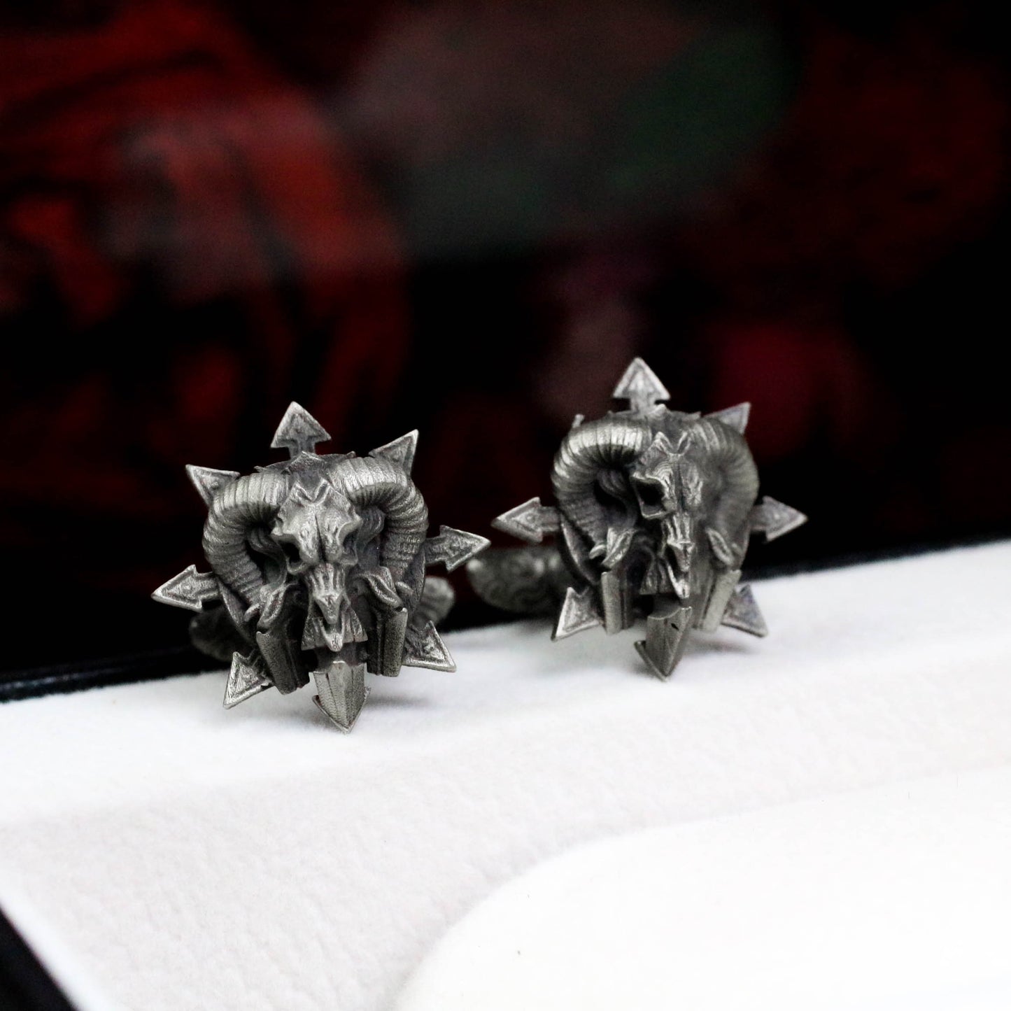 Evil Spirit Ram Cufflinks - Handmade 925 Silver