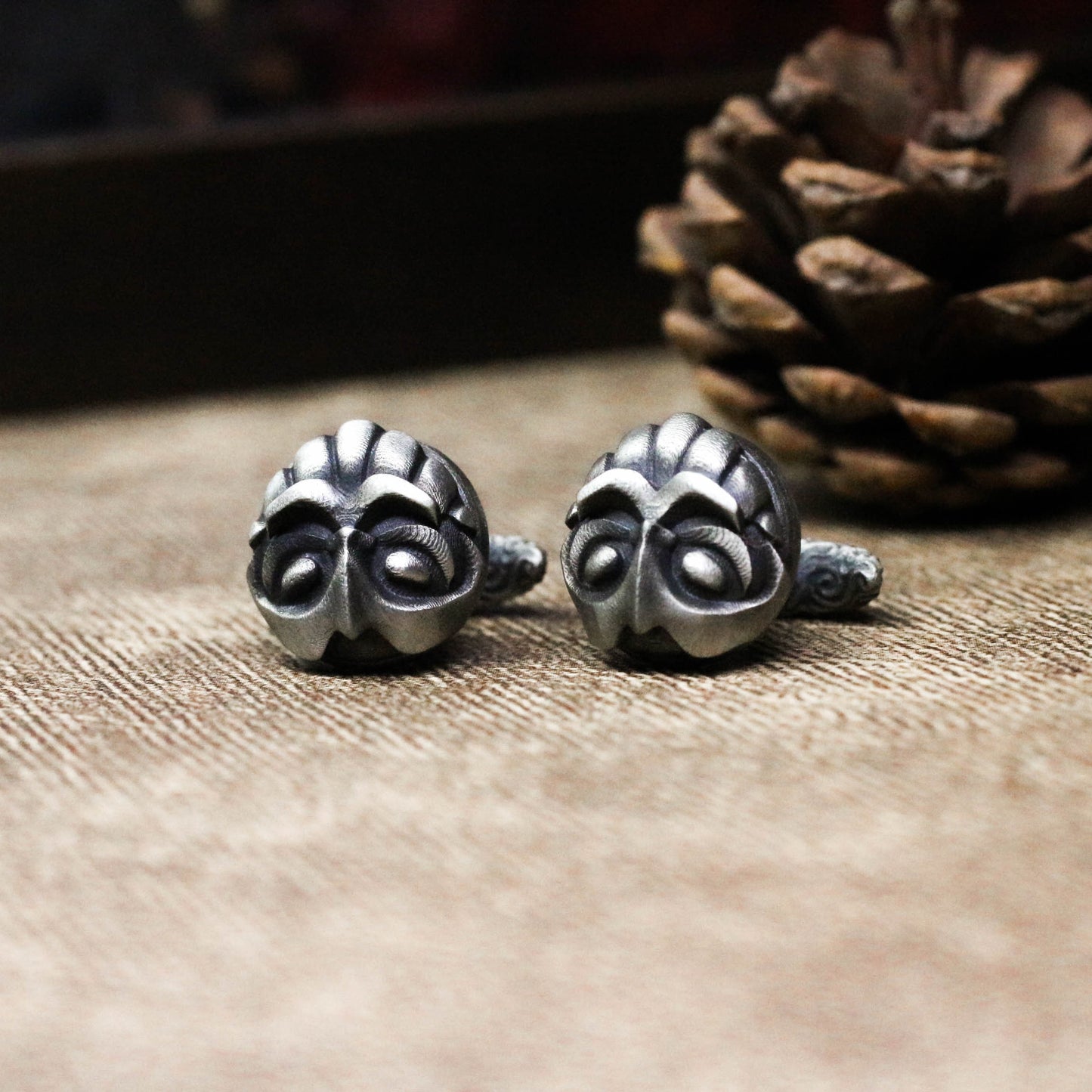 Viking Bearded Warrior Cufflinks - 925 Sterling Silver Handmade