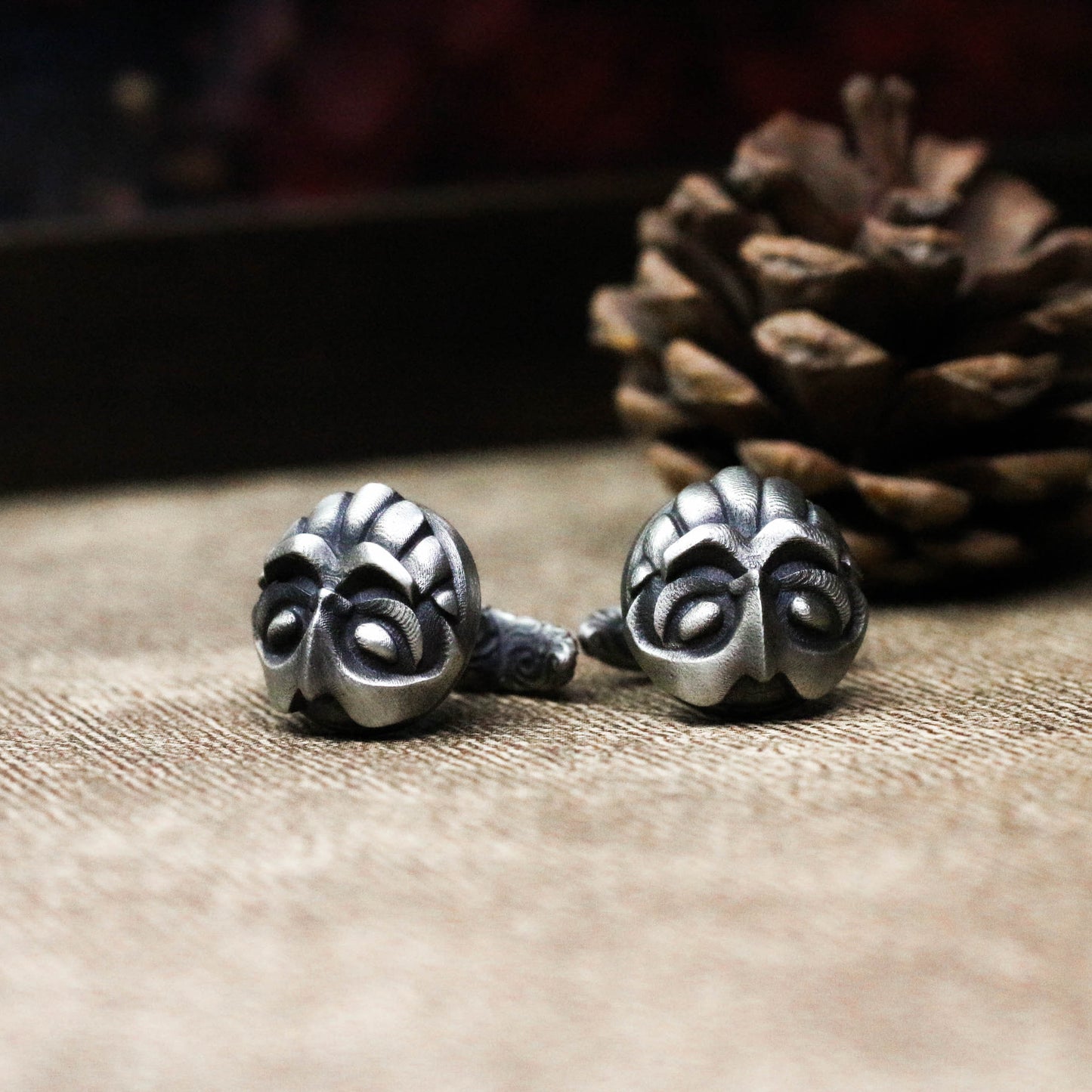Viking Bearded Warrior Cufflinks - 925 Sterling Silver Handmade