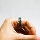 Organic Galaxy Silver Ring ââ‚?Handmade Cosmic Textured Jewelry with Green Resin
