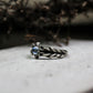 Gothic Sunburst Silver Ring ââ‚?Handmade Dark Fantasy Jewelry with Blue Opal