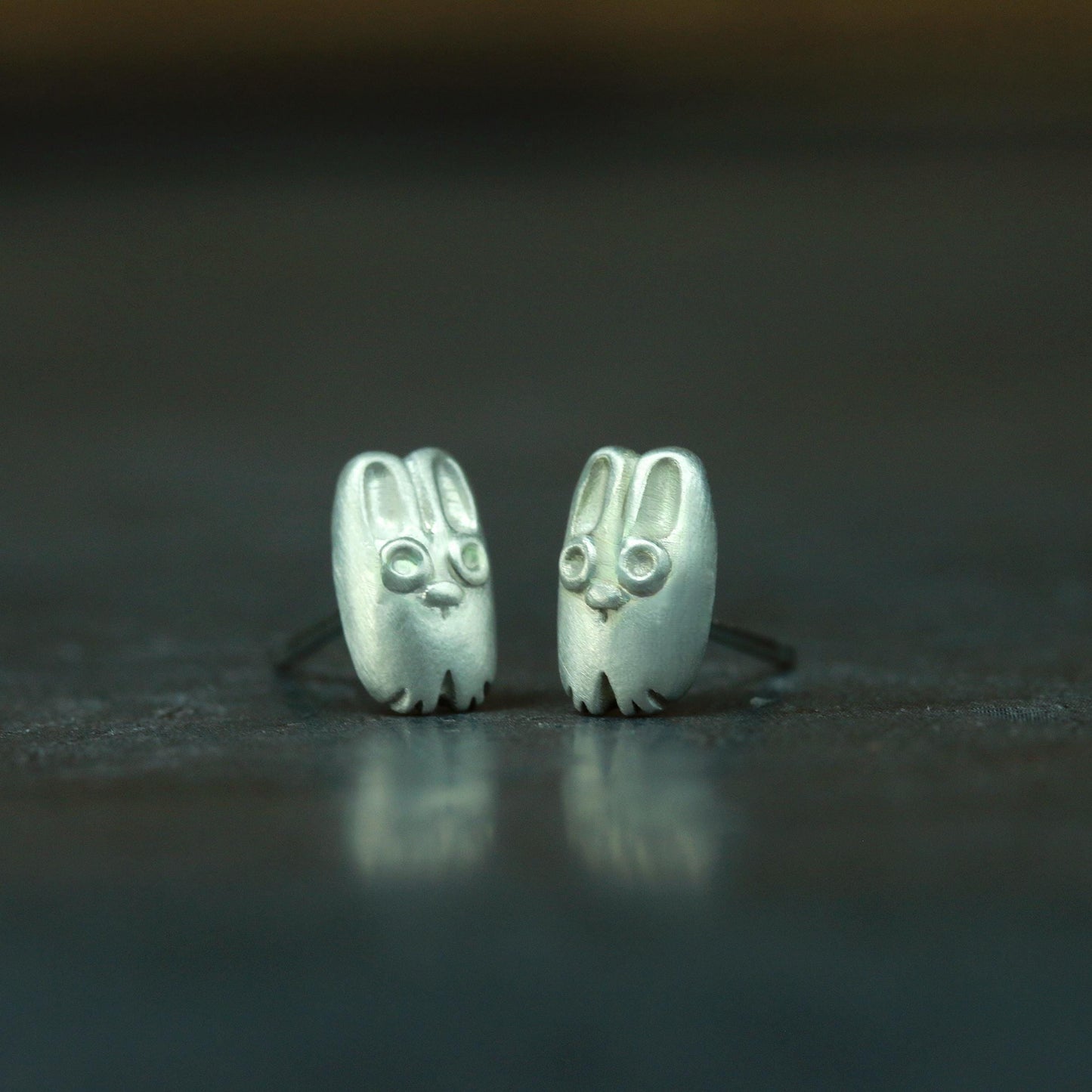 Cute Bunny Stud Earrings - 925 Sterling Silver Handmade