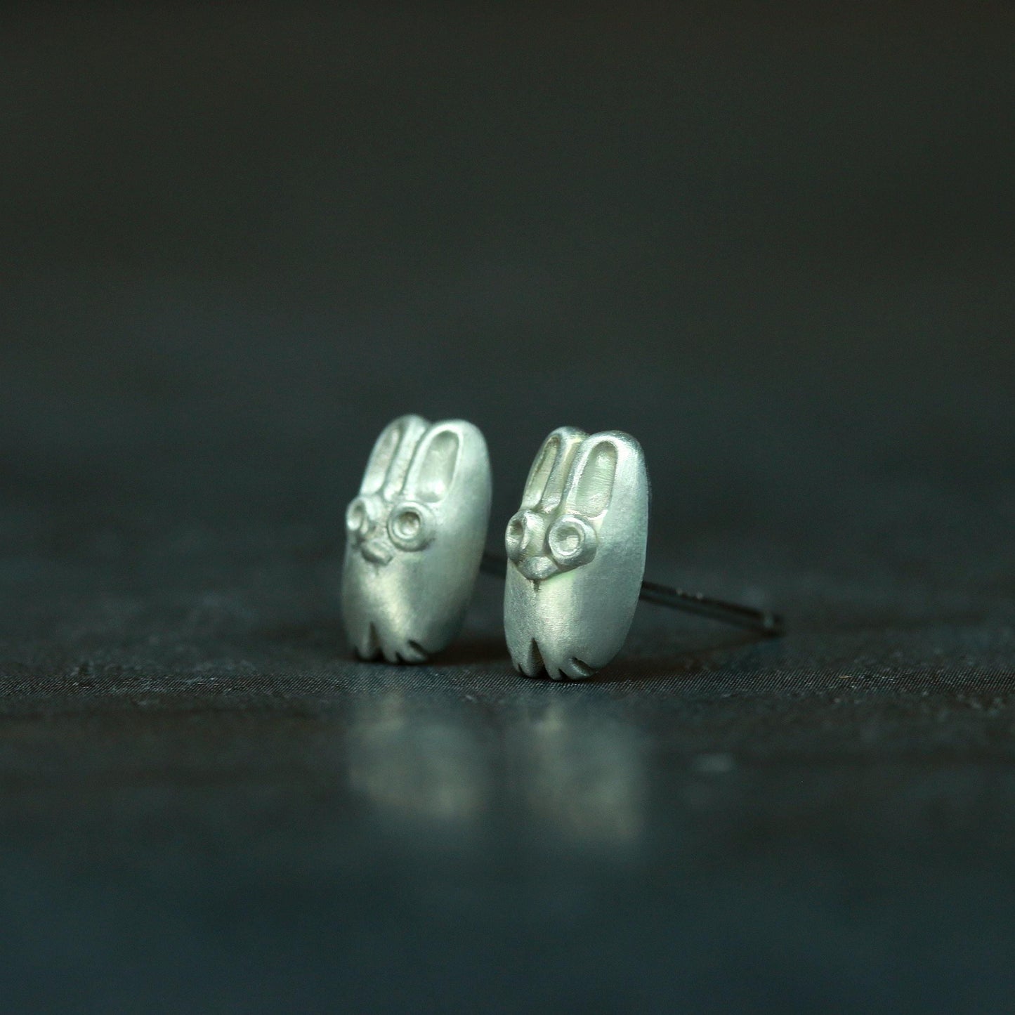 Cute Bunny Stud Earrings - 925 Sterling Silver Handmade