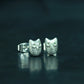 Owl Face Stud Earrings - 925 Sterling Silver Handmade