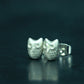 Owl Face Stud Earrings - 925 Sterling Silver Handmade