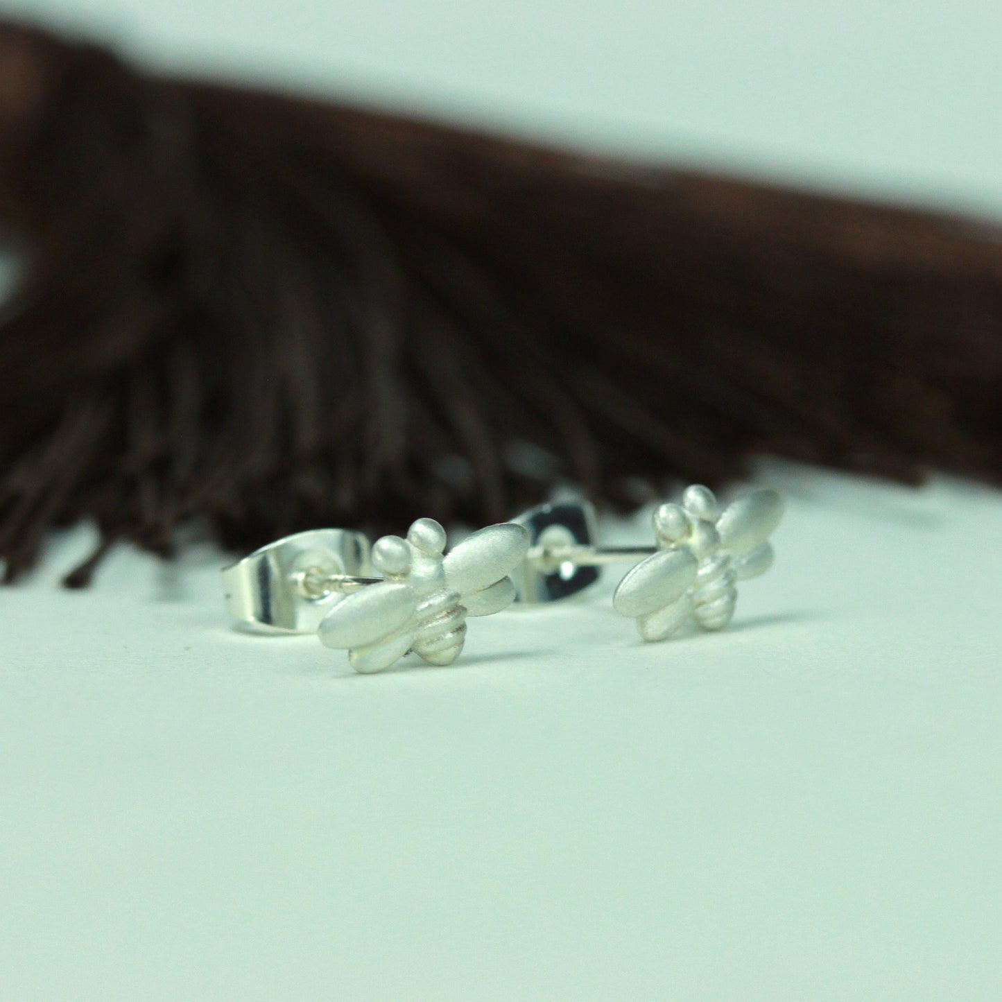 Bumble Bee Stud Earrings - 925 Sterling Silver Handmade