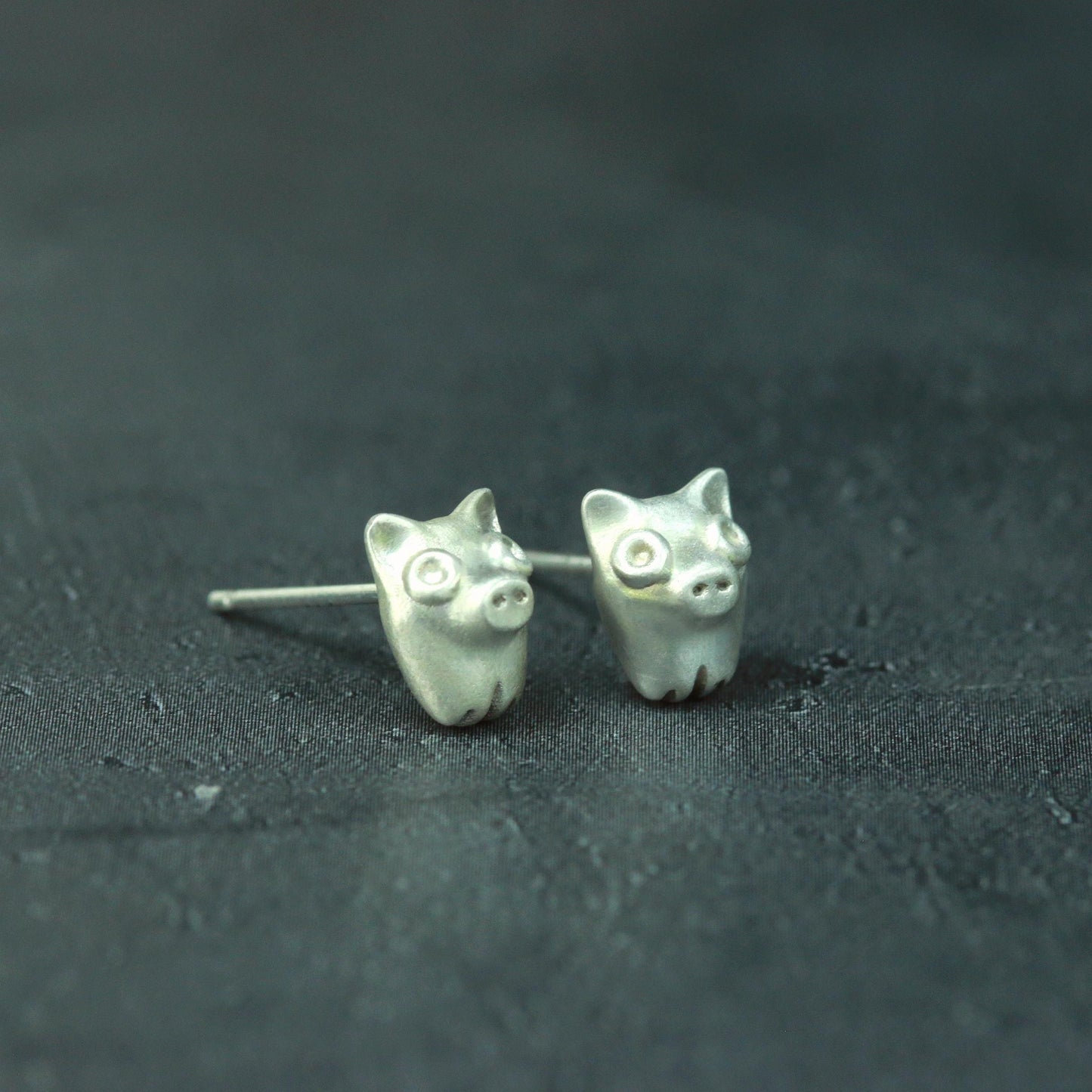 Piglet Stud Earrings - 925 Sterling Silver Handmade