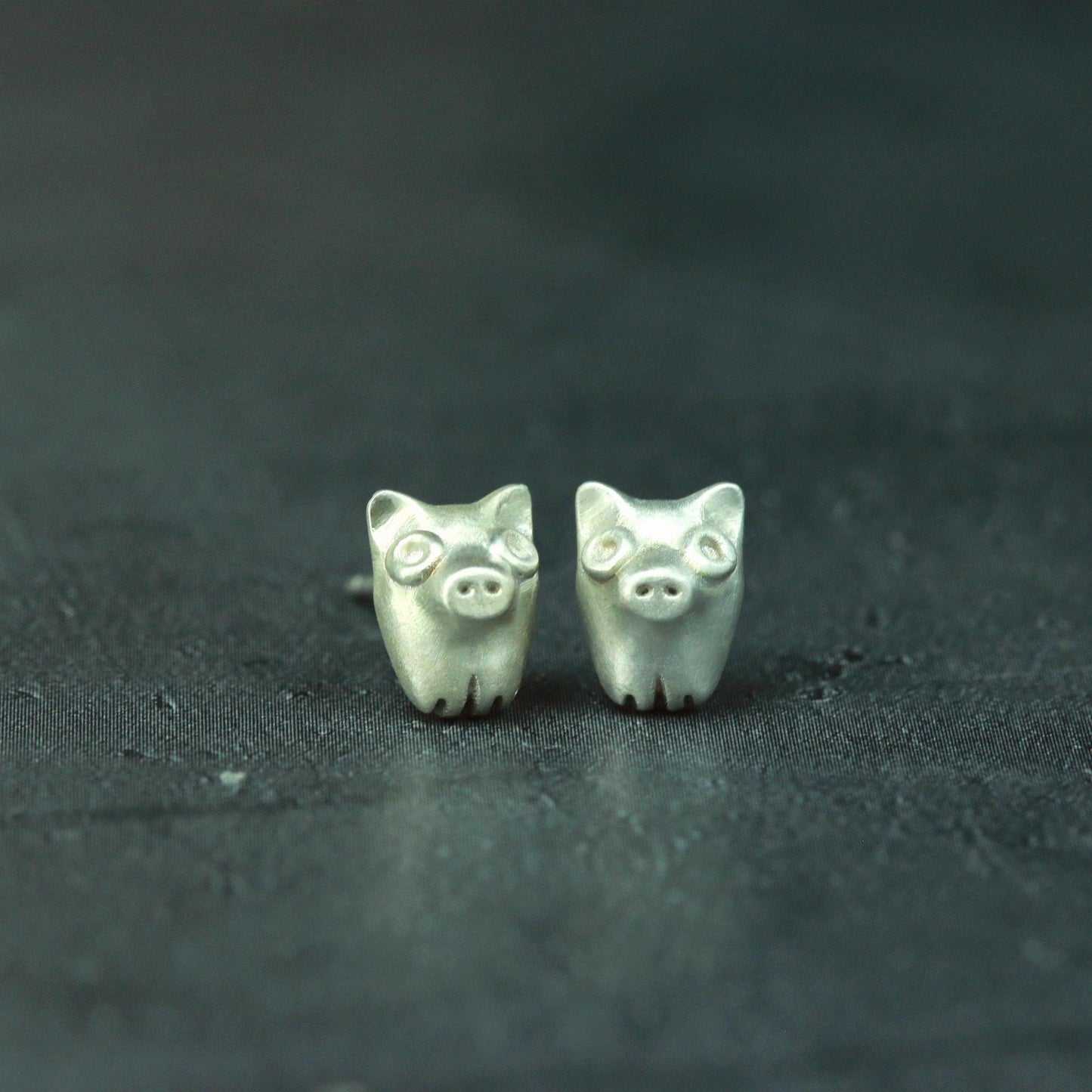 Piglet Stud Earrings - 925 Sterling Silver Handmade
