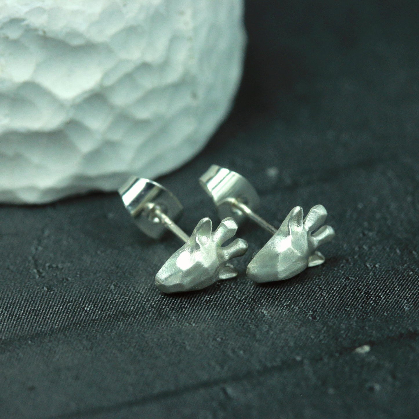 Deer Stud Earrings - 925 Sterling Silver Handmade
