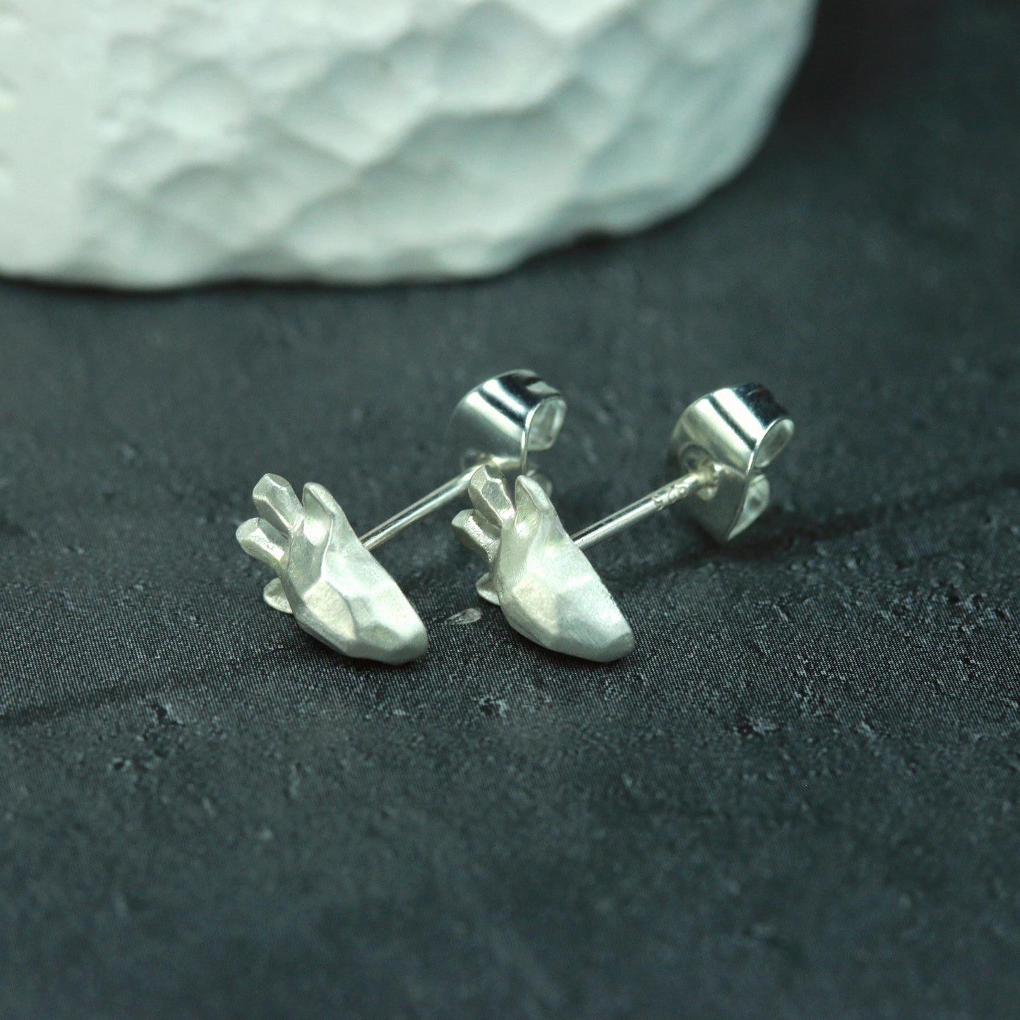 Deer Stud Earrings - 925 Sterling Silver Handmade