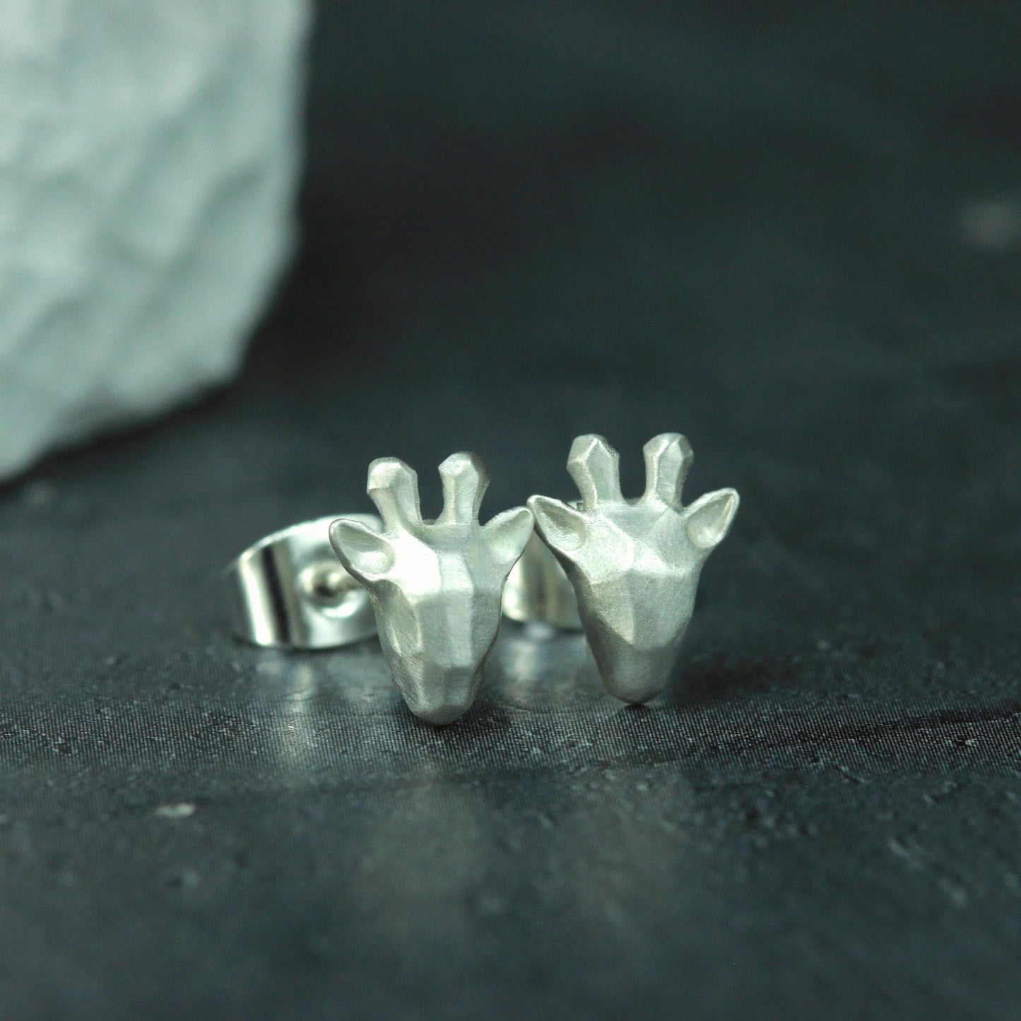 Deer Stud Earrings - 925 Sterling Silver Handmade