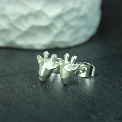 Deer Stud Earrings - 925 Sterling Silver Handmade