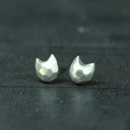 Geometric Kitten Earrings - 925 Sterling Silver Handmade