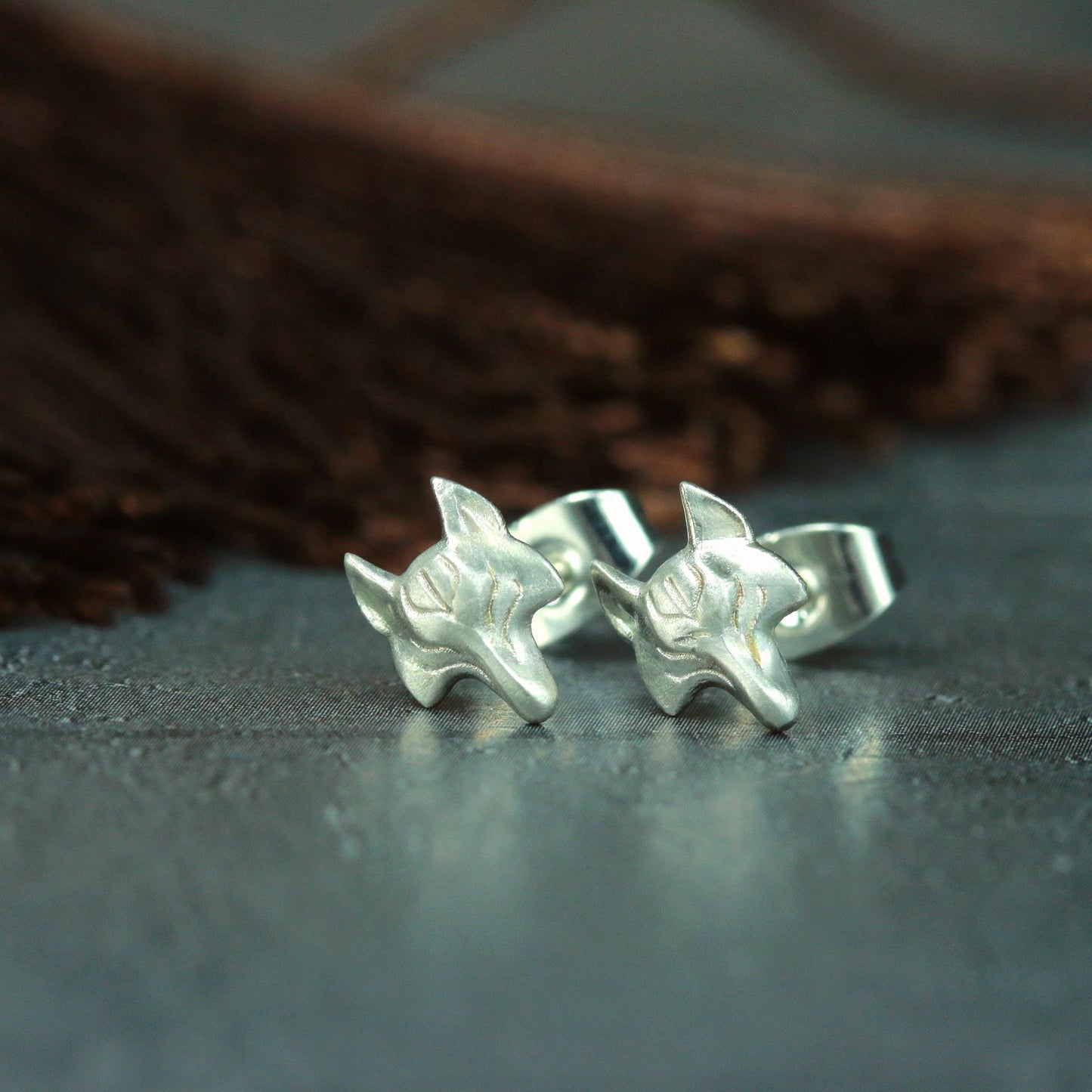 Minimalist Wolf Earrings - 925 Sterling Silver Handmade