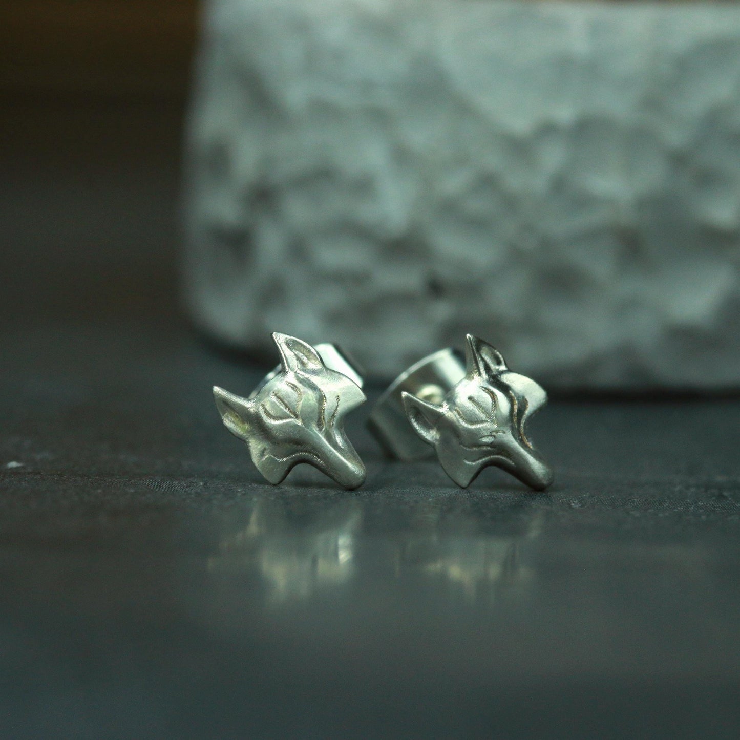 Minimalist Wolf Earrings - 925 Sterling Silver Handmade
