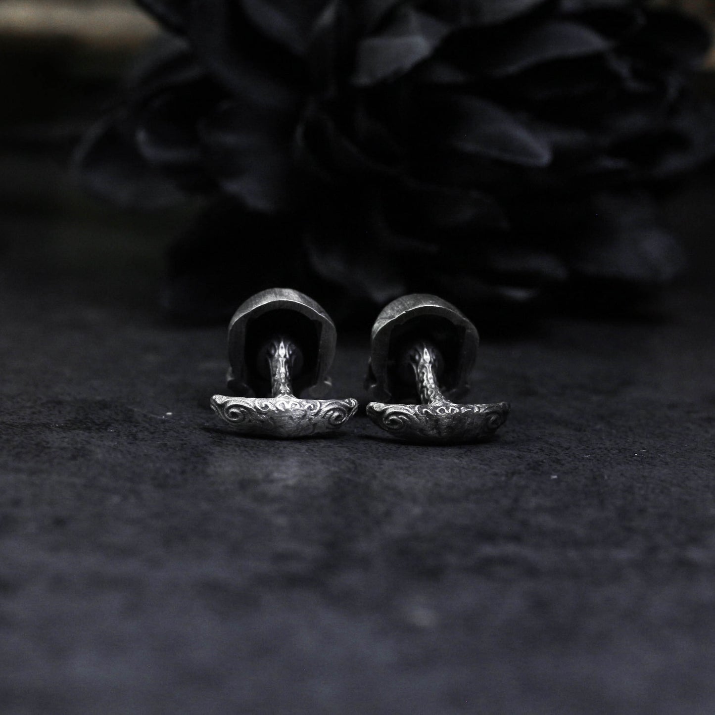 Human Skull Cufflinks, Hand-Cast - 925 Sterling Silver Handmade