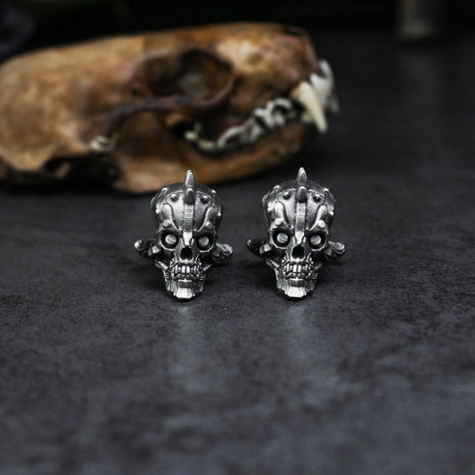 Mechanical Pioneer Skull Cufflinks - 925 Silver Handmade