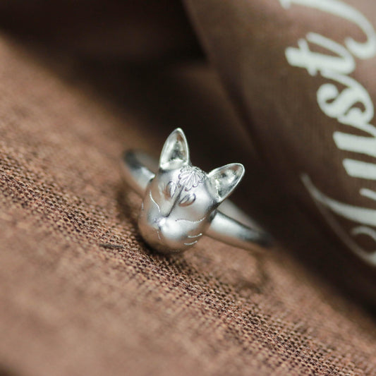 Sleeping Cat Spirit Ring ââ‚?925 Sterling Silver Handmade Mystical Animal Jewelry
