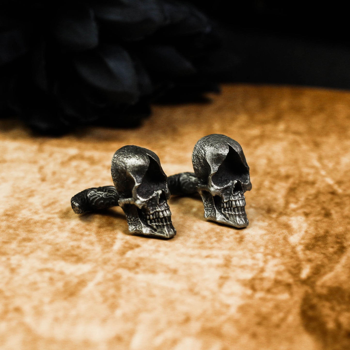 Ace of Spades Skull Cufflinks - 925 Sterling Silver Handmade
