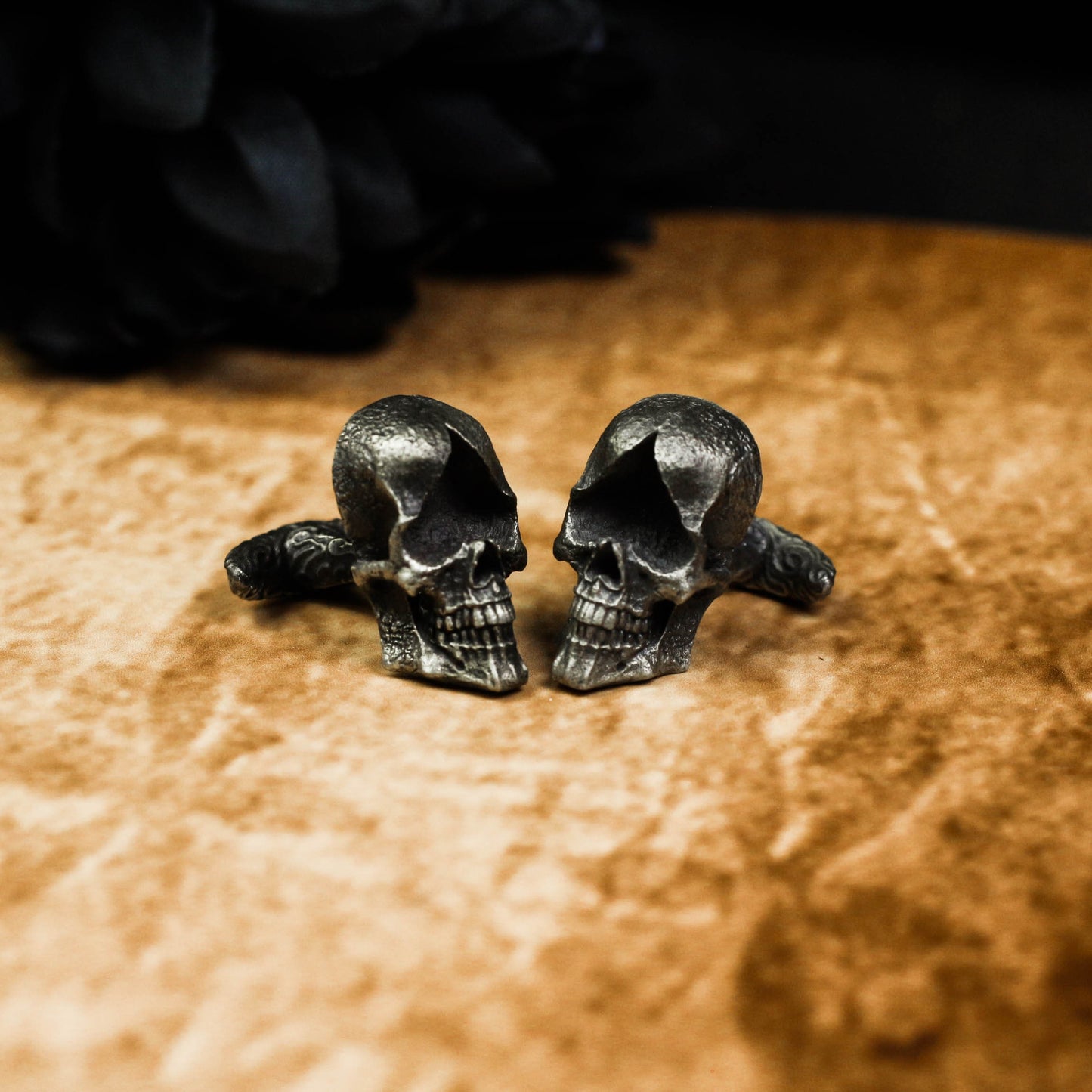Ace of Spades Skull Cufflinks - 925 Sterling Silver Handmade