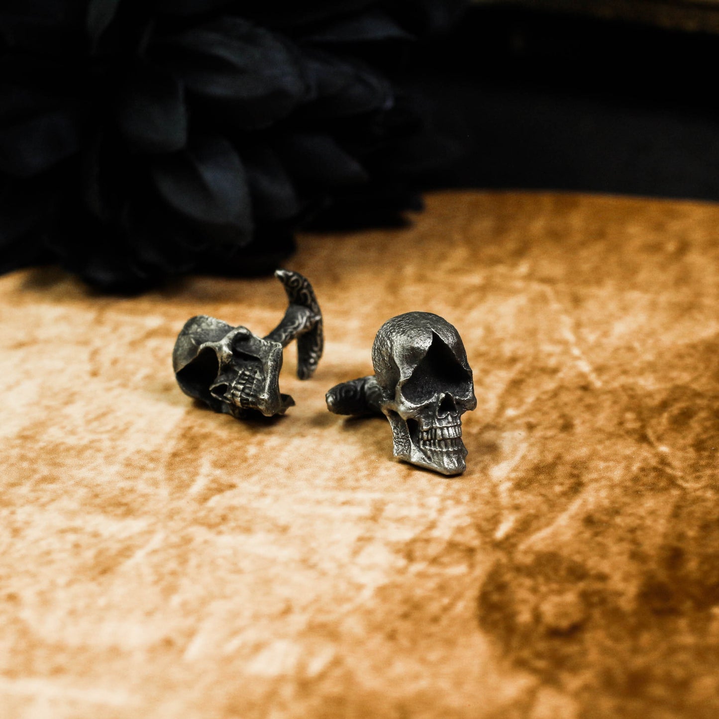 Ace of Spades Skull Cufflinks - 925 Sterling Silver Handmade