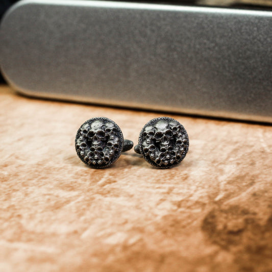 Multiple Small Skull Roulette Cufflinks - 925 Silver Handmade