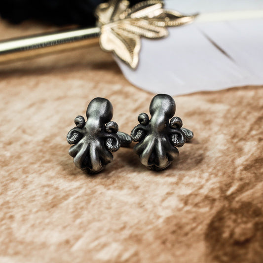 Intricate Octopus Cufflinks, 925 Silver Handmade