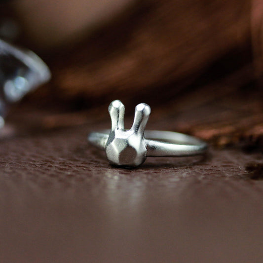 Geometric Bunny Ring ââ‚?925 Sterling Silver Handmade Minimalist Animal Jewelry