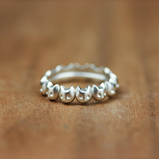 Cat Face Band Ring ââ‚?925 Sterling Silver Handmade Minimalist Feline Jewelry