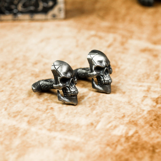 Detailed Skull Cufflinks, 925 Silver Handmade