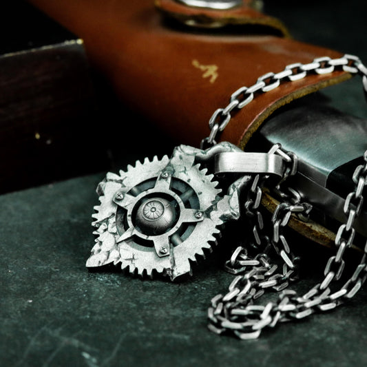 Broken Gear Pendant - 925 Sterling Silver Handmade