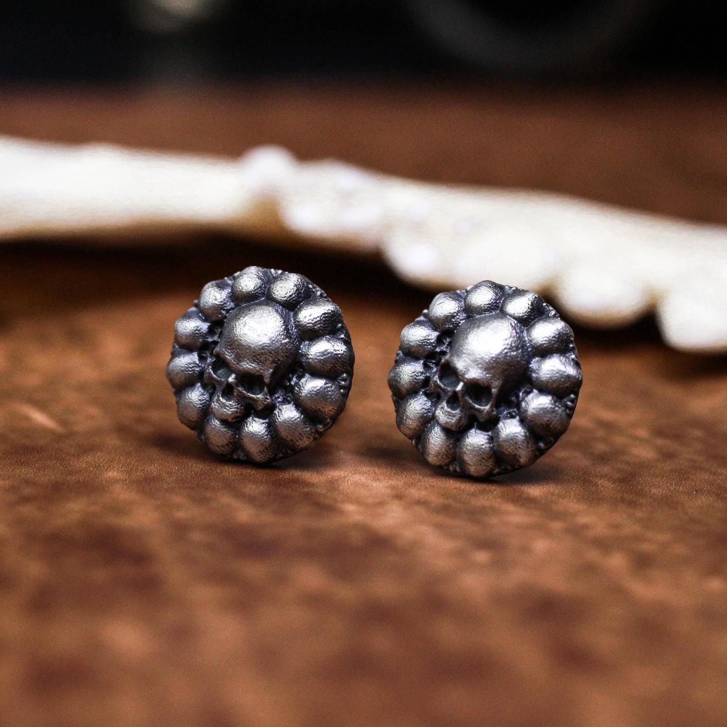 Skull Bloom Earrings - 925 Sterling Silver Handmade