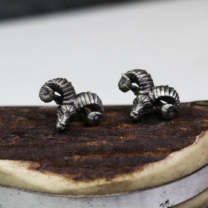 Ram Skull Earrings - 925 Sterling Silver Handmade