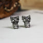 Demonic Skull Stud Earrings - 925 Sterling Silver Handmade