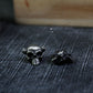 Horned Skull Stud Earrings - 925 Sterling Silver Handmade Gothic Jewelry