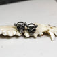 Horned Skull Stud Earrings - 925 Sterling Silver Handmade Gothic Jewelry