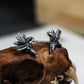 Occult Goat Skull Stud Earrings - 925 Sterling Silver Handmade