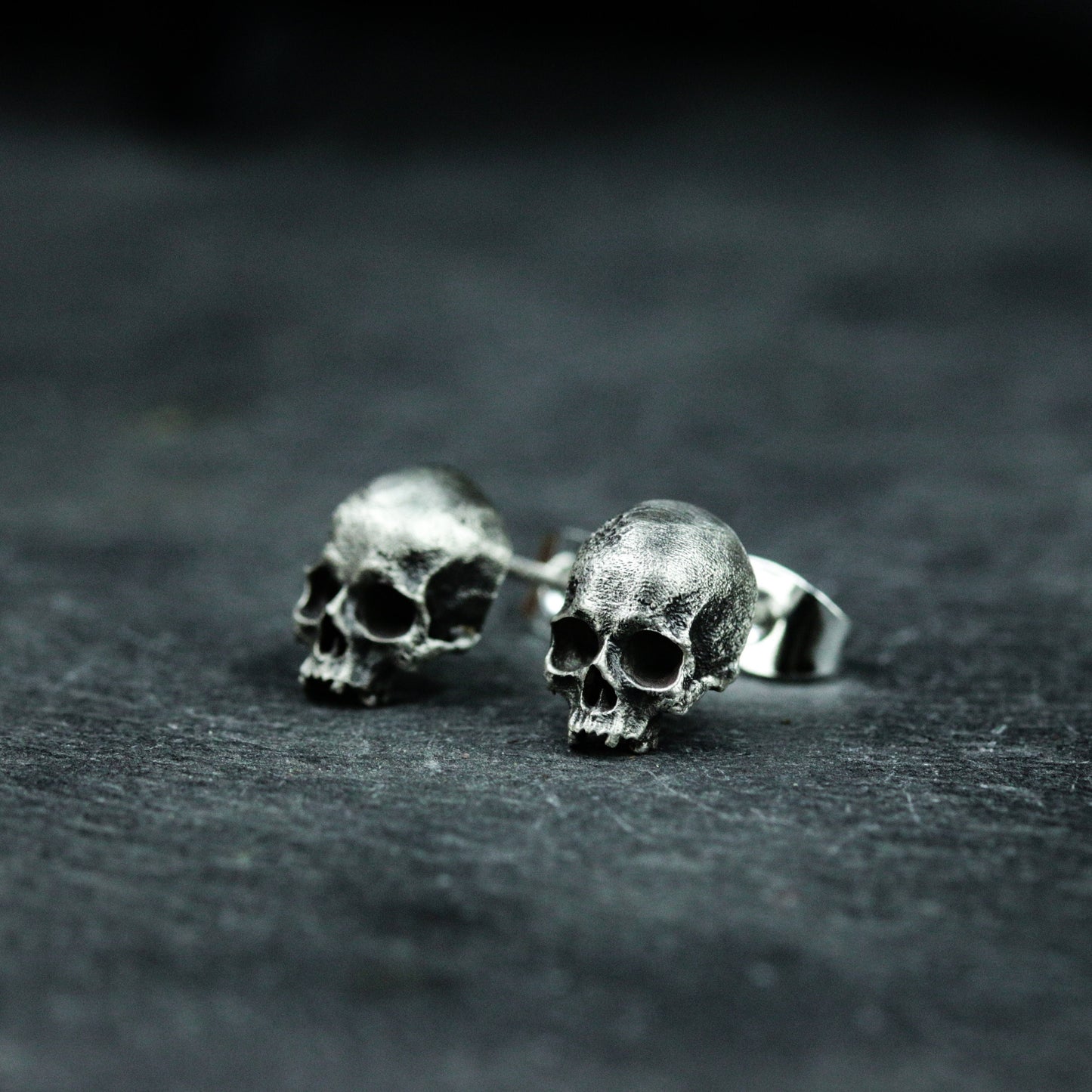 Mini Skull Stud Earrings ¨C Handmade 925 Silver Dark Gothic Earrings