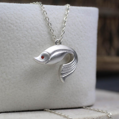 Dainty Fish Pendant - 925 Sterling Silver Handmade (Eye Color Optional)