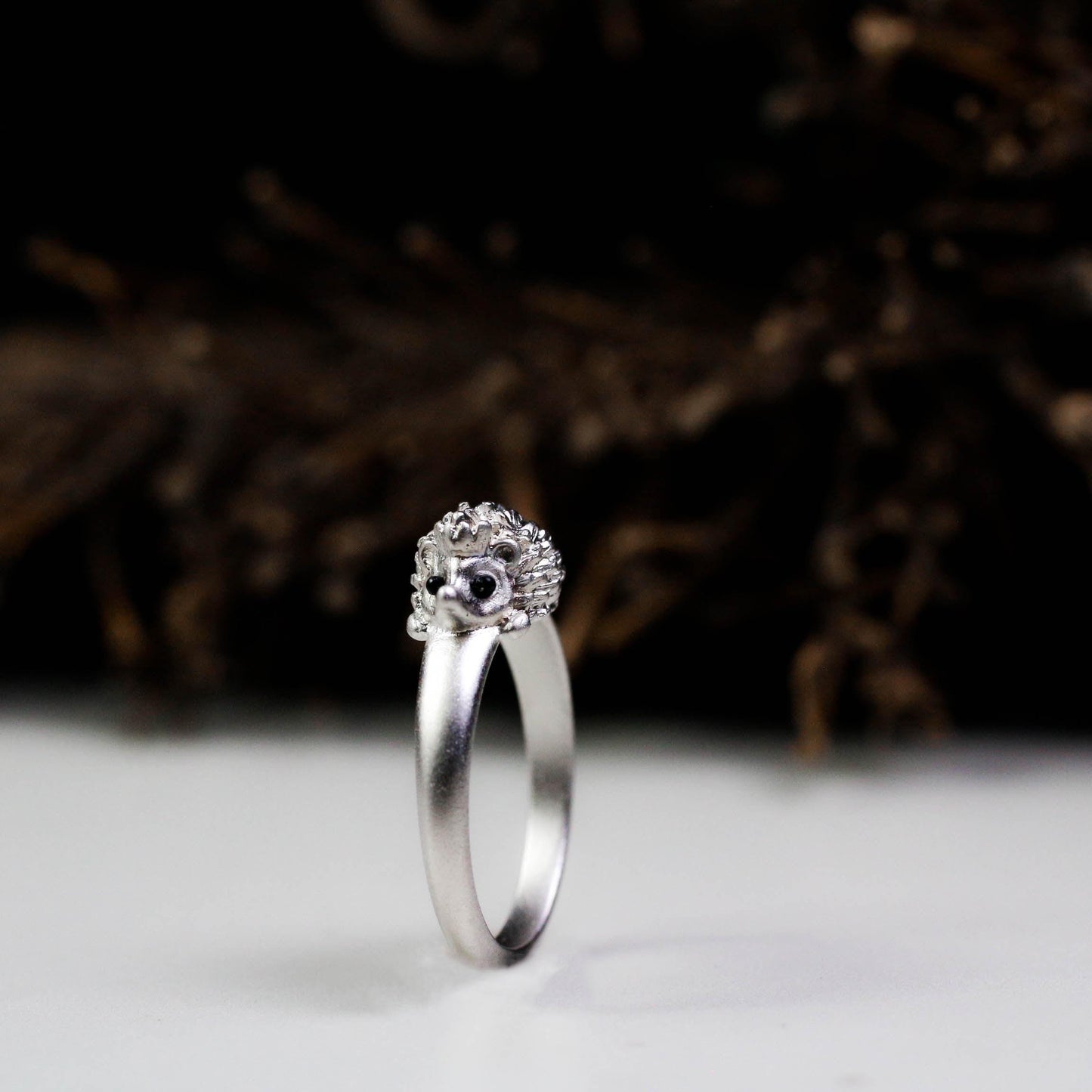 Mini Hedgehog Ring ââ‚?925 Sterling Silver Handmade Animal Jewelry